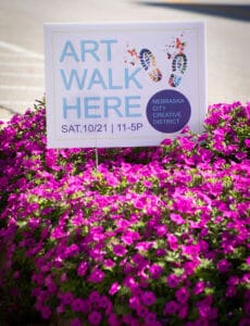 Art Walk Sign Flowers